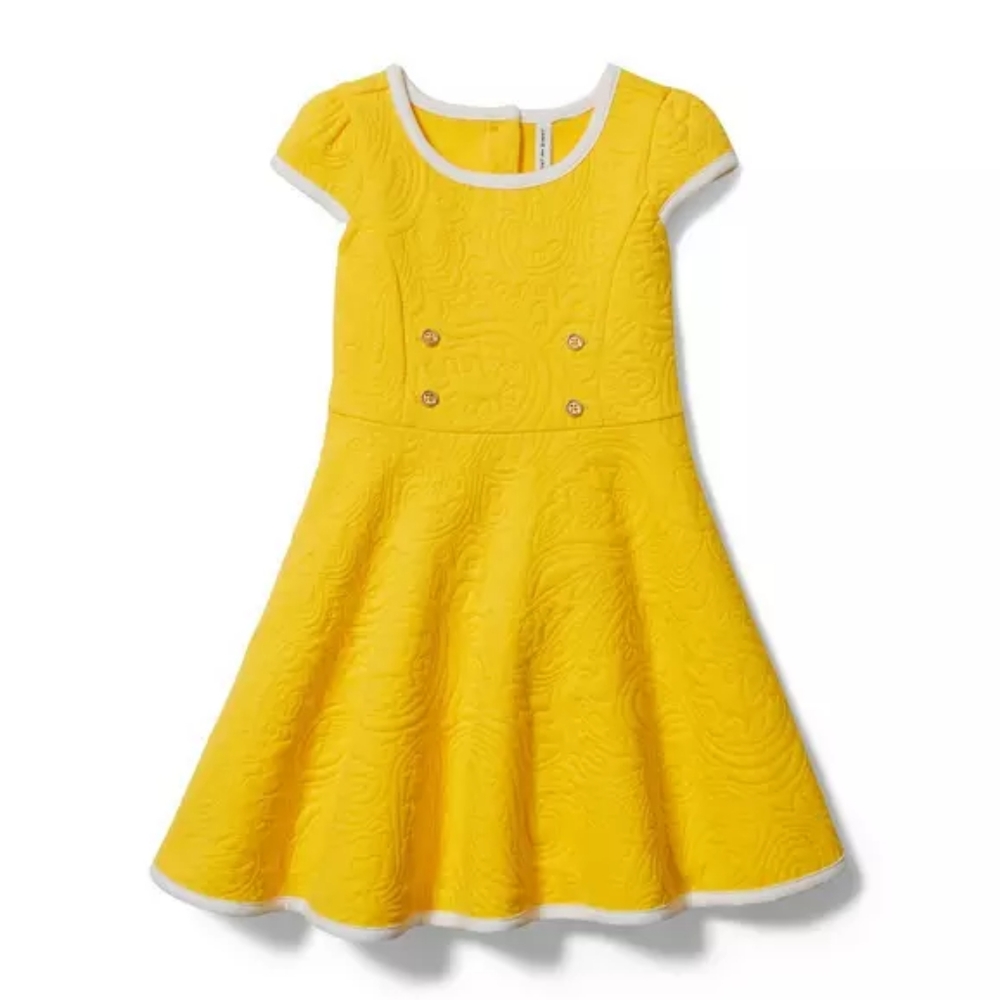 Janie And Jack Yellow Textured Paisley Dress